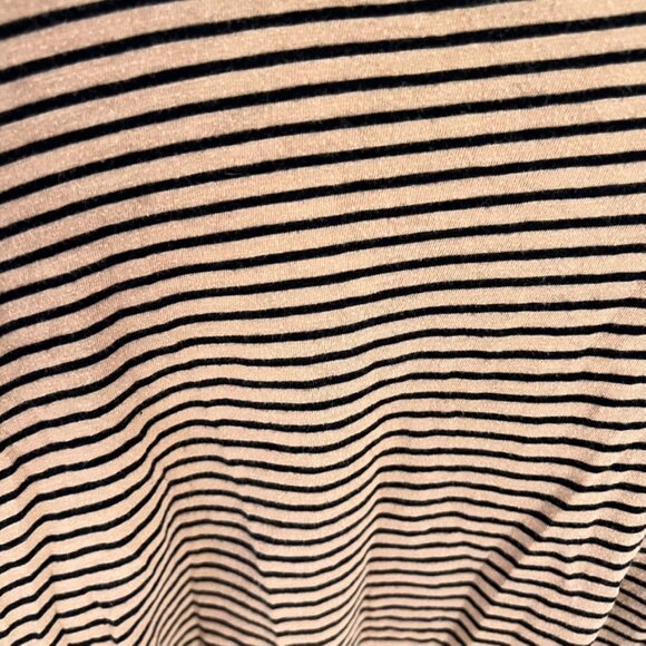 Eileen Fisher Organic Cotton Casual Striped Tee Tan Black Petite Small - Picture 2 of 4
